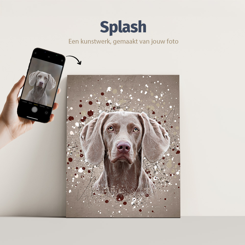 Splash - Pets and Pictures dierenportret - tekening van je huisdier, hond, kat, paard